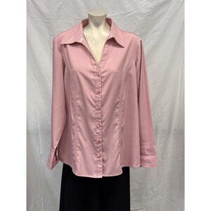 Cato Womens Pink Button‎ Up Shirt Size 18/20W Long Sleeve Collared Lined Formal